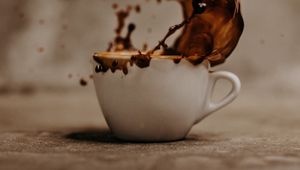 Preview wallpaper cup, coffee, drink, splashes, drops