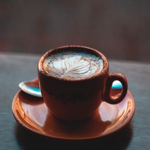 Preview wallpaper cup, coffee, foam, pattern, drink