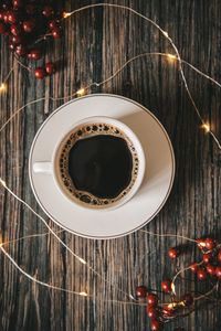 Preview wallpaper cup, coffee, garland, berries