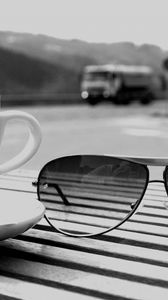 Preview wallpaper cup, coffee, glasses, table, waiting