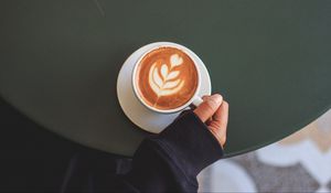 Preview wallpaper cup, coffee, hand, drink, foam