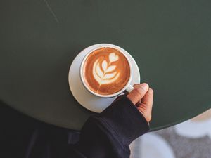 Preview wallpaper cup, coffee, hand, drink, foam