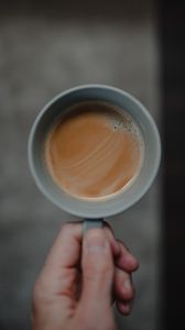 Preview wallpaper cup, coffee, hand, focus