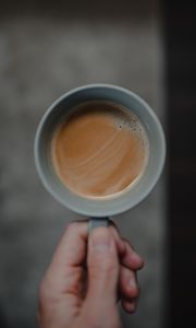 Preview wallpaper cup, coffee, hand, focus
