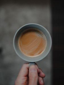 Preview wallpaper cup, coffee, hand, focus