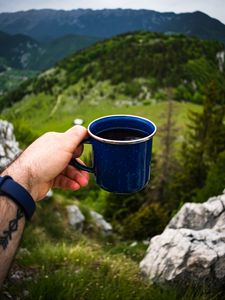 Preview wallpaper cup, coffee, hand, nature
