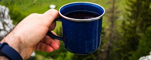 Preview wallpaper cup, coffee, hand, nature