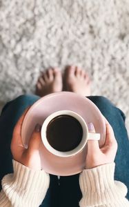 Preview wallpaper cup, coffee, hands, sweater