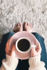 Preview wallpaper cup, coffee, hands, sweater