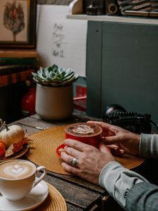 Preview wallpaper cup, coffee, hands, drink