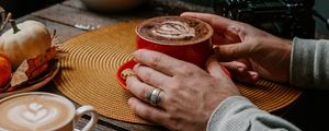 Preview wallpaper cup, coffee, hands, drink