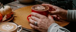 Preview wallpaper cup, coffee, hands, drink