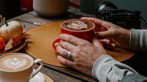 Preview wallpaper cup, coffee, hands, drink