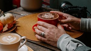 Preview wallpaper cup, coffee, hands, drink