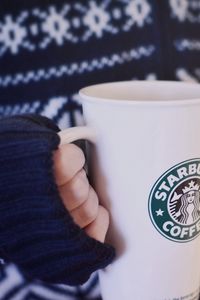 Preview wallpaper cup, coffee, hands, sweater, mood