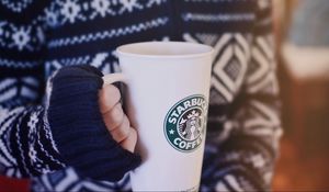 Preview wallpaper cup, coffee, hands, sweater, mood