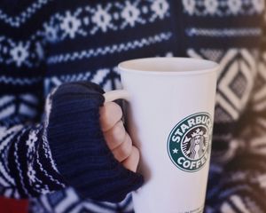 Preview wallpaper cup, coffee, hands, sweater, mood