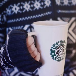 Preview wallpaper cup, coffee, hands, sweater, mood