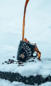 Preview wallpaper cup, coffee, jet, drink, coffee beans, snow