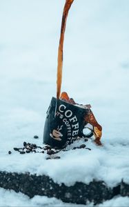 Preview wallpaper cup, coffee, jet, drink, coffee beans, snow