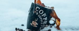 Preview wallpaper cup, coffee, jet, drink, coffee beans, snow