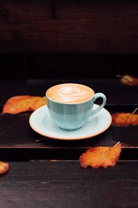 Preview wallpaper cup, coffee, leaves, drink