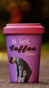 Preview wallpaper cup, coffee, sign, humor, print