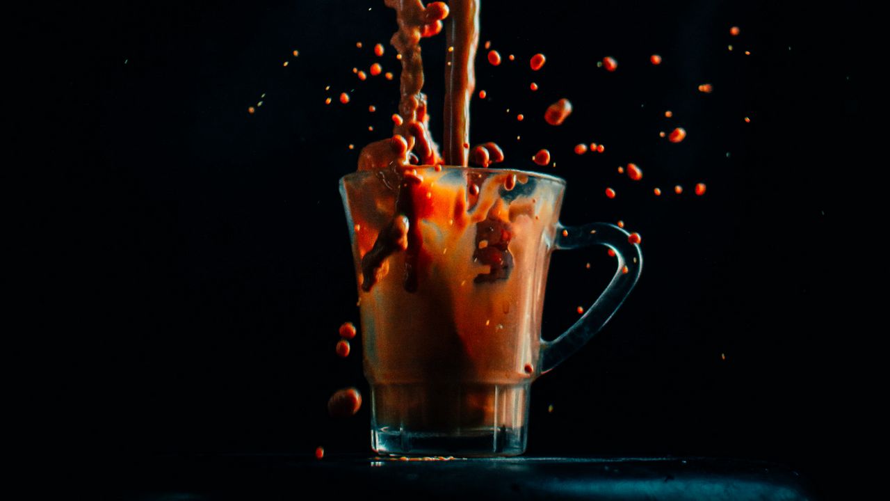 Wallpaper cup, coffee, splash, drops, drink