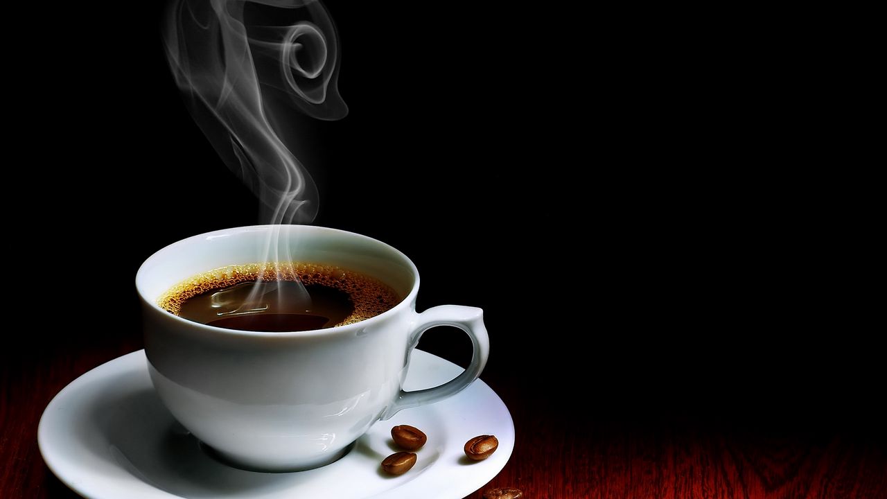 Wallpaper cup, coffee, steam, hot, grains, table