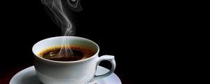 Preview wallpaper cup, coffee, steam, hot, grains, table