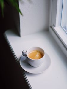 Preview wallpaper cup, coffee, surface