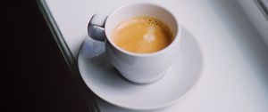 Preview wallpaper cup, coffee, surface
