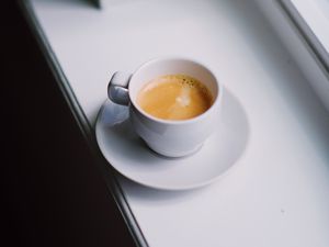 Preview wallpaper cup, coffee, surface