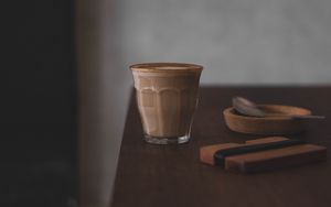 Preview wallpaper cup, coffee, table, drink, blur