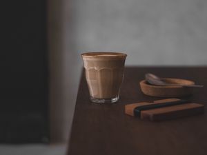Preview wallpaper cup, coffee, table, drink, blur