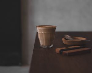 Preview wallpaper cup, coffee, table, drink, blur