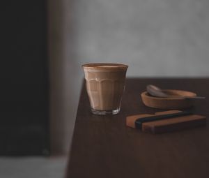 Preview wallpaper cup, coffee, table, drink, blur