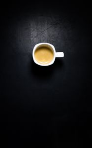 Preview wallpaper cup, coffee, table, top view, foam, black, white, shadow, minimalism
