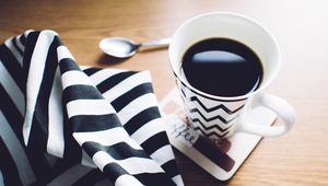 Preview wallpaper cup, coffee, towel, spoon