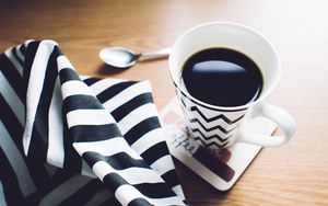 Preview wallpaper cup, coffee, towel, spoon