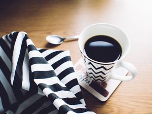 Preview wallpaper cup, coffee, towel, spoon