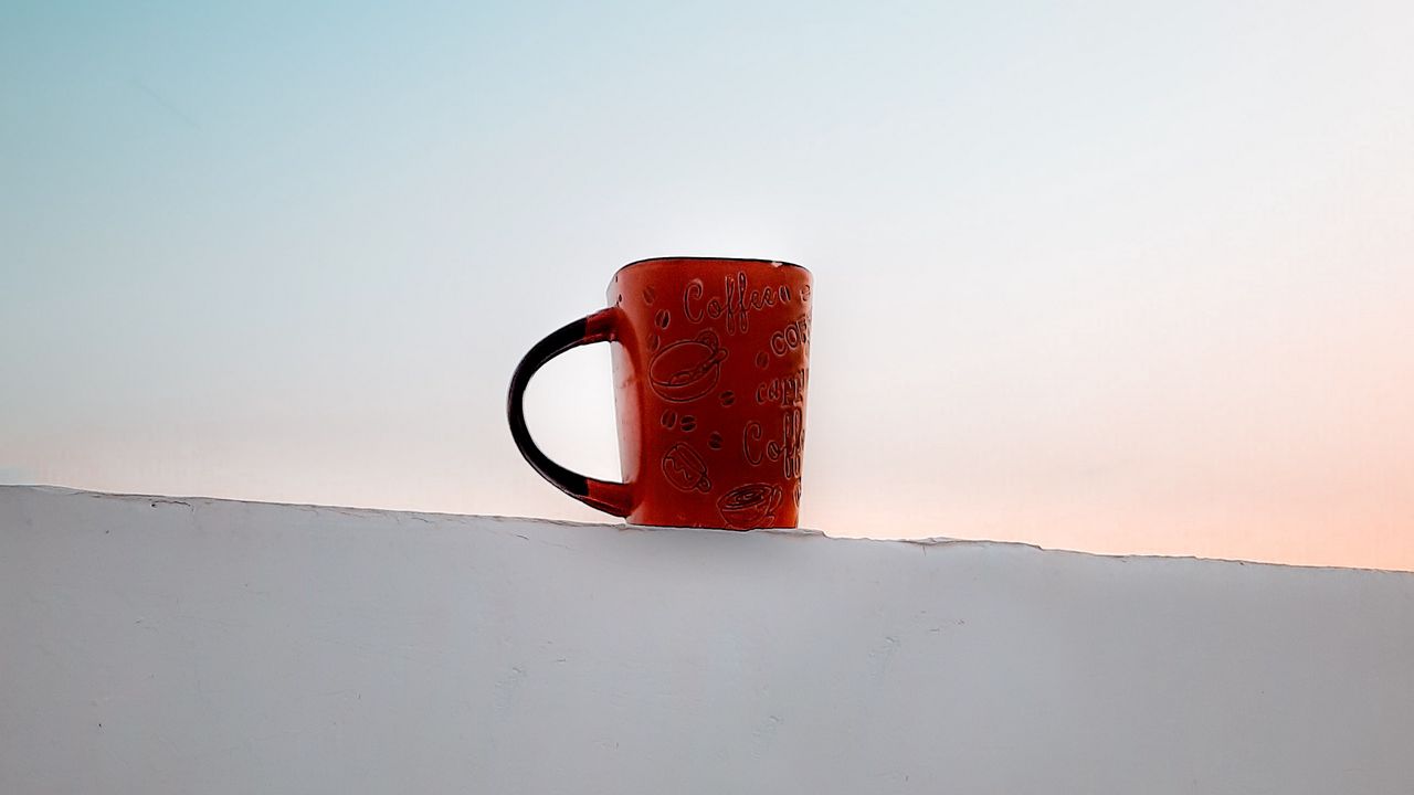 Wallpaper cup, coffee, wall, minimalism