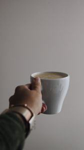 Preview wallpaper cup, drink, hand, white