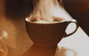 Wallpaper cup, steam, drink, yellow, smoke, art hd, picture, image