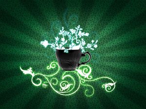 Preview wallpaper cup, flowers, green background