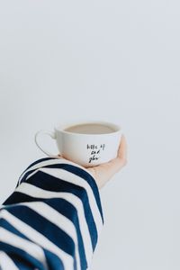 Preview wallpaper cup, hand, inscription, coffee, breakfast