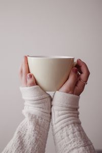 Preview wallpaper cup, hands, sweater, white