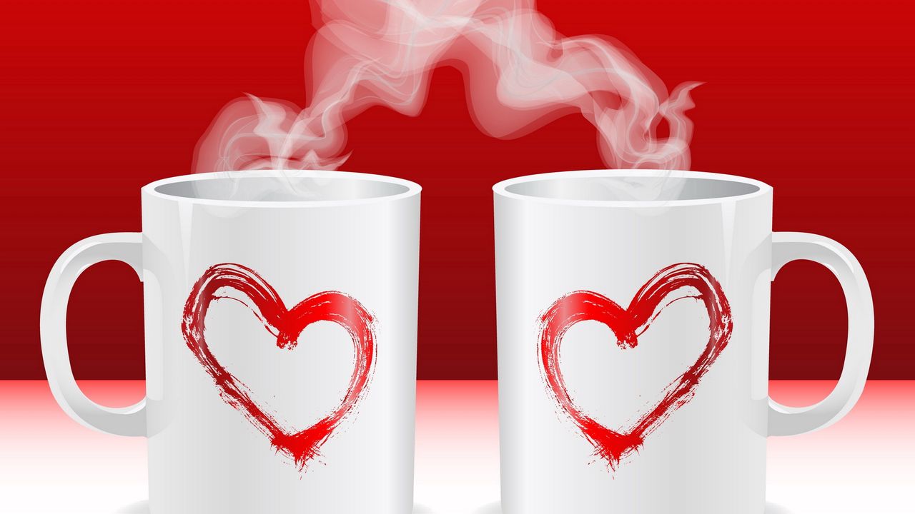 Wallpaper cup, hot, heart, love