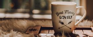 Preview wallpaper cup, inscription, text, white