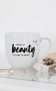 Preview wallpaper cup, inscription, white, decoration